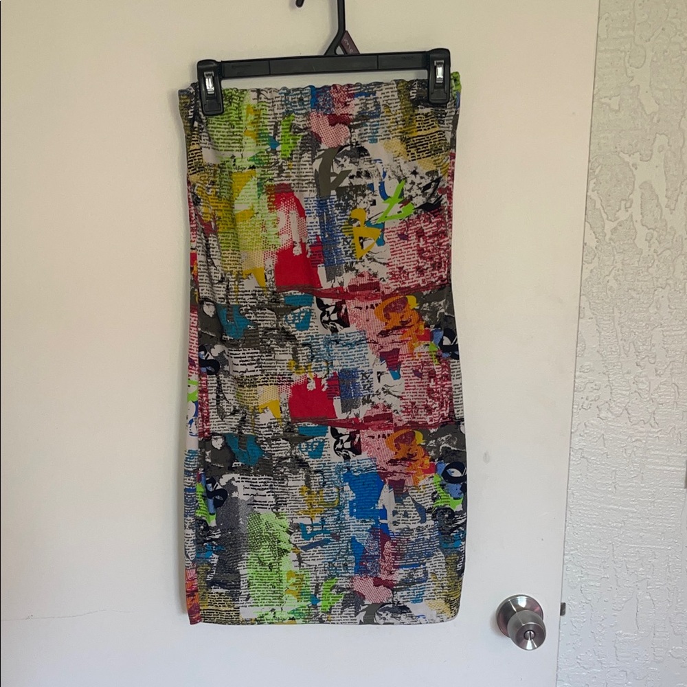 Vibrant Abstract Print Pencil Skirt
